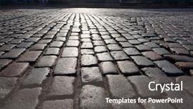  Presentation with paving - Slide deck consisting of ancient old stone sett paving background and a gray colored foreground