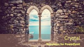  Presentation with ancient - Slide deck featuring ancient-old-window-with-sea background and a violet colored foreground