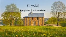  Presentation with orthodox - Beautiful theme featuring ancient-orthodox-kalozha-church backdrop and a light blue colored foreground