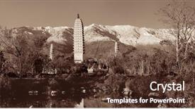  Presentation with ancient china - Presentation theme with ancient pagoda in dali old background and a tawny brown colored foreground