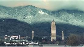  Presentation with ancient china - Presentation design consisting of ancient-pagoda-in-dali-old background and a ocean colored foreground