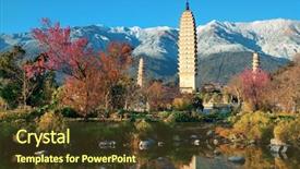  Presentation with ancient china - PPT layouts featuring ancient pagoda in dali old background and a tawny brown colored foreground