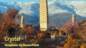  Presentation with ancient china - Colorful presentation design enhanced with ancient pagoda in dali old town with snow capped mt cangshan yunnan china backdrop and a tawny brown colored foreground