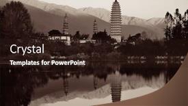  Presentation with ancient china - Beautiful slides featuring ancient pagoda in dali old town with lake reflection at sunrise yunnan china backdrop and a wine colored foreground