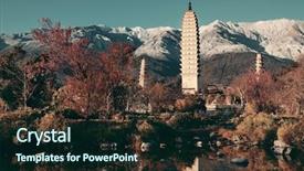  Presentation with ancient china - PPT theme having ancient pagoda in dali old town with snow capped mt cangshan yunnan china background and a wine colored foreground