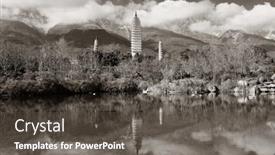  Presentation with ancient china - Slide deck having ancient pagoda in dali old town with lake reflection yunnan china background and a dark gray colored foreground