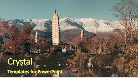  Presentation with ancient china - Presentation theme consisting of ancient pagoda in dali old town with snow capped mt cangshan yunnan china background and a tawny brown colored foreground