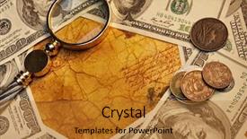  Presentation with american - Colorful PPT layouts enhanced with ancient paper money - american dollars with a lope backdrop and a gold colored foreground