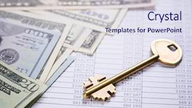  Presentation with key - Beautiful slides featuring ancient paper money - business under the key backdrop and a  colored foreground