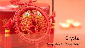  Presentation with chinese-traditional - Presentation with ancient paper money - traditional chinese knot with bonbonniere background and a coral colored foreground