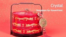  Presentation with chinese traditional - Beautiful slide set featuring ancient paper money - traditional chinese knot with bonbonniere backdrop and a coral colored foreground