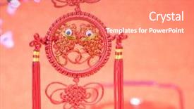  Presentation with chinese traditional - PPT layouts consisting of ancient paper money - traditional chinese knot background and a coral colored foreground