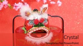  Presentation with chinese calligraphy - Cool new PPT theme with ancient paper money - traditional chinese lion with bonbonniere backdrop and a red colored foreground