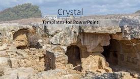  Presentation with sandstone - Slides consisting of ancient-paphos-sandstone-catacombs-cyprus background and a light blue colored foreground