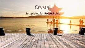  Presentation with glow - Audience pleasing PPT layouts consisting of ancient pavilion in hangzhou with sunset glow backdrop and a lemonade colored foreground