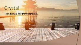  Presentation with glow - Colorful slide deck enhanced with ancient pavilion in hangzhou with sunset glow backdrop and a lemonade colored foreground