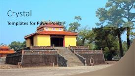  Presentation with world heritage - Audience pleasing presentation consisting of ancient-pavilion-in-imperial-minh backdrop and a arctic colored foreground