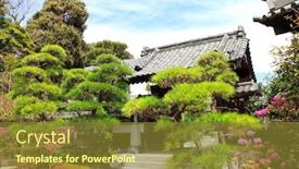  Presentation with ancient japan - Audience pleasing slide deck consisting of ancient-pavilion-in-traditional-japanese backdrop and a tawny brown colored foreground