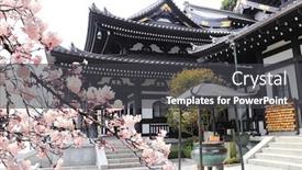  Presentation with ancient japan - Slide deck with ancient-pavilion-incense-pot background and a dark gray colored foreground