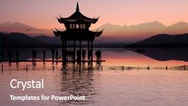  Presentation with ancient china - Presentation design consisting of enchanted water - ancient pavilion on the west background and a coral colored foreground