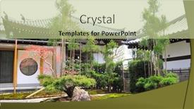 Presentation with ancient japan - Theme having ancient-pavilion-with-a-round background and a mint green colored foreground