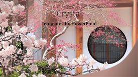  Presentation with sakura japanese cherry branch - Presentation theme featuring ancient-pavilion-with-a-round background and a coral colored foreground