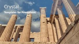  Presentation with greek pillars - PPT theme featuring ancient-pillars-at-the-acropolis background and a  colored foreground