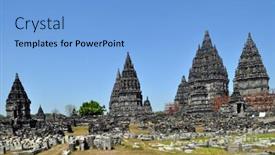  Presentation with indonesia - Colorful PPT theme enhanced with ancient-prambanan-temple-java-indonesia backdrop and a light blue colored foreground