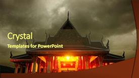  Presentation with dark building - Colorful PPT theme enhanced with ancient praying building at night backdrop and a tawny brown colored foreground