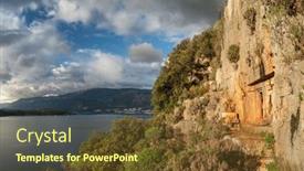  Presentation with cut - PPT layouts enhanced with ancient-rock-cut-lycian-tombs background and a tawny brown colored foreground