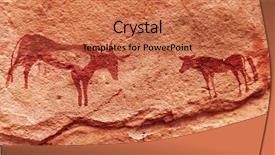  Presentation with cave - Audience pleasing PPT theme consisting of ancient rock paintings in sahara backdrop and a coral colored foreground
