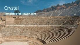 Presentation with ancient roman - Colorful PPT layouts enhanced with ancient roman amphitheater in ephesus backdrop and a ocean colored foreground
