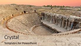  Presentation with ancient roman - Theme with ancient roman amphitheater in hierapolis background and a coral colored foreground