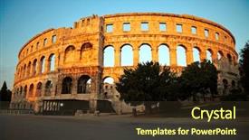  Presentation with amphitheater - PPT theme featuring ancient roman amphitheater pula croatia background and a tawny brown colored foreground