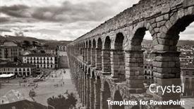  Presentation with aqueduct - Colorful PPT theme enhanced with ancient-roman-aqueduct-closeup-view backdrop and a dark gray colored foreground