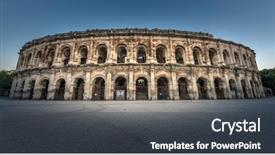  Presentation with ancient roman - PPT theme with ancient roman arena of nimes background and a dark gray colored foreground