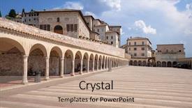  Presentation with ancient roman - Presentation enhanced with ancient roman basilica - image of the church background and a coral colored foreground