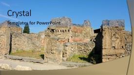  Presentation with volcano - Beautiful slides featuring ancient roman city of pompeii backdrop and a teal colored foreground