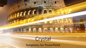  Presentation with traffic - PPT layouts with ancient roman coliseum - colosseum at night and traffic background and a yellow colored foreground