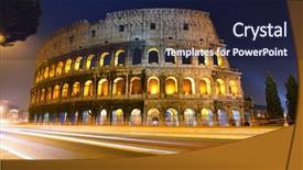  Presentation with rome - Audience pleasing presentation theme consisting of ancient roman coliseum - colosseum at night rome italy backdrop and a navy blue colored foreground