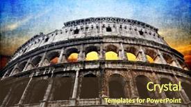  Presentation with history of rome - Presentation theme having ancient roman coliseum - colosseum rome background and a tawny brown colored foreground