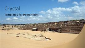  Presentation with ancient israel - Presentation design with ancient roman hippodrome in caesarea israel background and a light blue colored foreground
