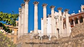  Presentation with ancient roman - Audience pleasing PPT theme consisting of ancient roman temple templo de backdrop and a coral colored foreground