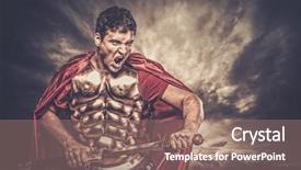  Presentation with roman soldier - Cool new presentation theme with ancient roman warrior - legionary soldier against stormy sky backdrop and a coral colored foreground