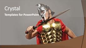  Presentation with roman soldier - Audience pleasing slide set consisting of ancient roman warrior - legionary soldier ready backdrop and a gray colored foreground