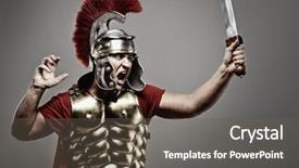  Presentation with roman soldier - Slides enhanced with ancient roman warrior - legionary soldier ready background and a gray colored foreground
