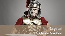  Presentation with roman soldier - Presentation theme with ancient roman warrior - legionary soldier ready background and a coral colored foreground