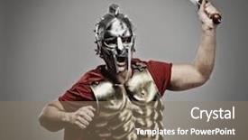  Presentation with roman soldier - Colorful slides enhanced with ancient roman warrior - legionary soldier ready backdrop and a coral colored foreground