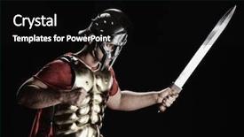  Presentation with roman soldier - Slides featuring ancient roman warrior - legionary soldier ready background and a black colored foreground