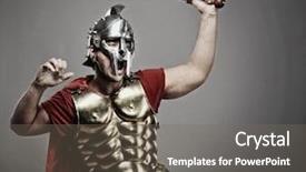  Presentation with roman soldier - PPT theme enhanced with ancient roman warrior - legionary soldier ready background and a gray colored foreground
